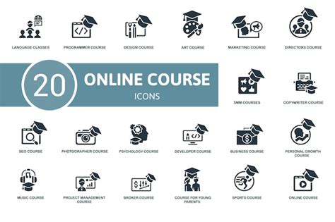 Premium Vector Online Course Icon Set Contains Editable Icons Online