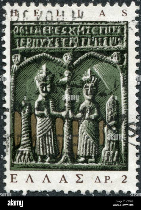 Greece Circa Postage Stamps Printed In Greece Shows Icon Sts