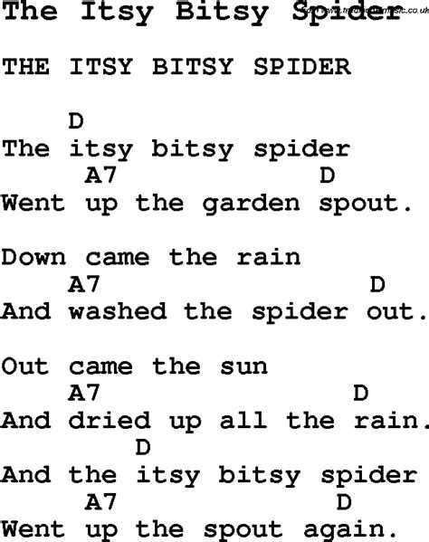 Itsy Bitsy Spider Lyrics Printable - Printable Word Searches