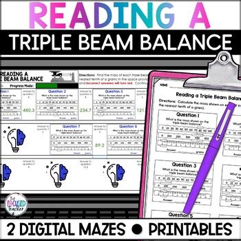 Reading A Triple Beam Balance Practice Activity Measuring Mass Assessment