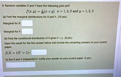 Solved Random Variables X And Y Have The Following Joint Pmf F Z Y