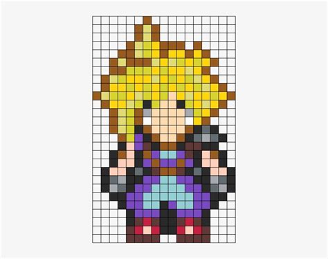 Cloud Strife Perler Bead Pattern Bead Sprite Minecraft Cloud Strife