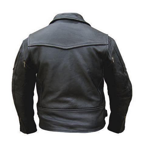 Mens Naked Cowhide Vented Leather Motorcycle Jacket With Braid Trim MLSJ Leather Supreme