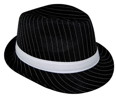 Black Pinstripe 20s Gangster Hat - Costume Creations By Robin