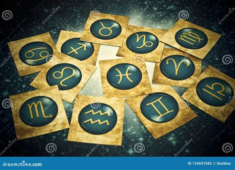 Old Vintage Zodiac Cards with Horoscope Like Astrology Concept Stock Photo - Image of symbols ...