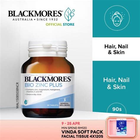 Value Pack Blackmores Bio Zinc Plus 90s For Hair Nail Skin Min 6