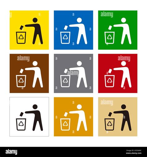 Contenedores De Reciclaje De Diferentes Colores Iconos De Etiquetas De