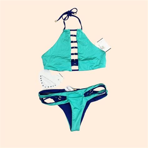 Beach Bunny Swim Nwt Beach Bunny Skimpy Blue Reversible Bikini