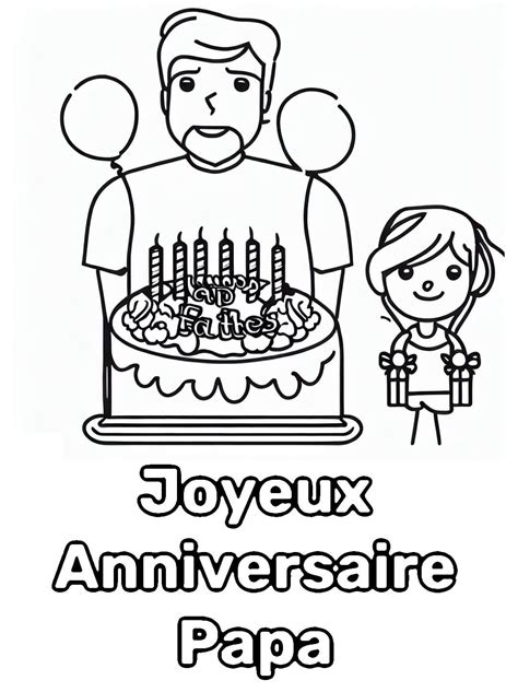 Coloriage Dessin de Joyeux Anniversaire Papa télécharger et imprimer