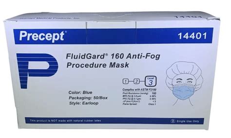 Astm Level Fluidgard Fog Free Anti Fog Procedure Mask Blue Earloop