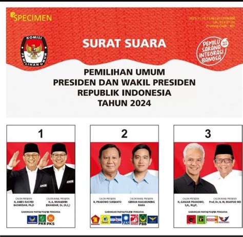 Seperti Ini Desain Surat Suara Pilpres 2024 Yang Ditetapkan Kpu Pasangan Nomor 3 Berbeda