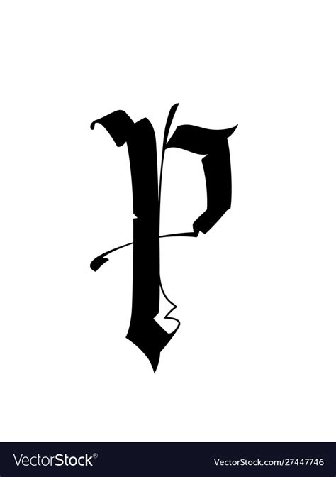 Letter P In Gothic Style Alphabet The Symbol Vector Image