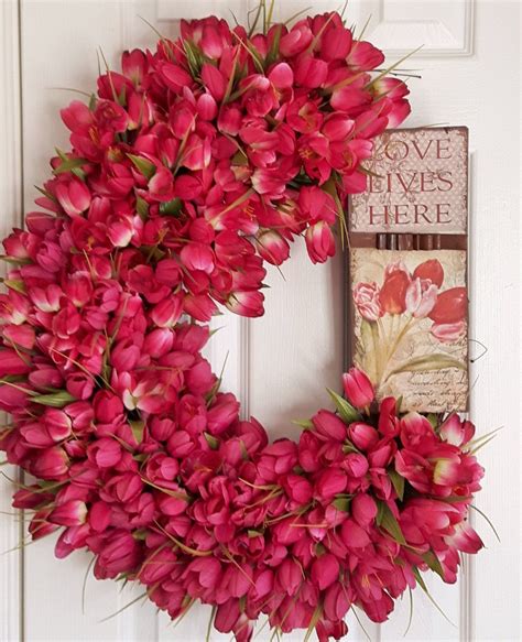 Spring Tulip Wreath Front Door Wreath Door Decor Wreath Etsy Canada