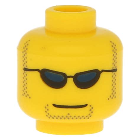 Lego Part 3626bpx299 Yellow Minifig Head Glasses With Dark Blue