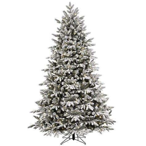 GE 7.5-ft Pre-lit Alaskan Fir Flocked Artificial Christmas Tree with ...