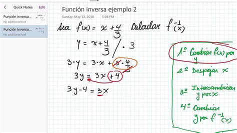 Funci N Inversa Ejemplo Youtube