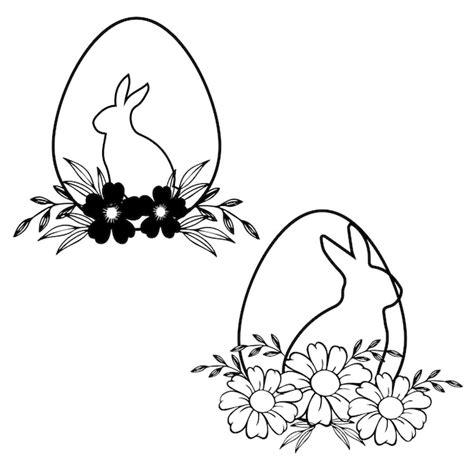 Premium Vector | A black and white illustration of a bunny and a bunny ...