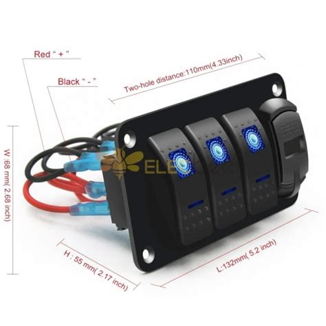 Way Switch Panel For Yachts Cars Rvs Dual Usb Power Socket With Blue Led