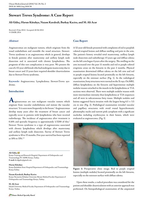 PDF Stewart Treves Syndrome A Case Report