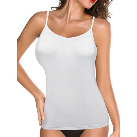 Qric Qric Womens Cool Comfort Camisole With Built In Bra Seamless