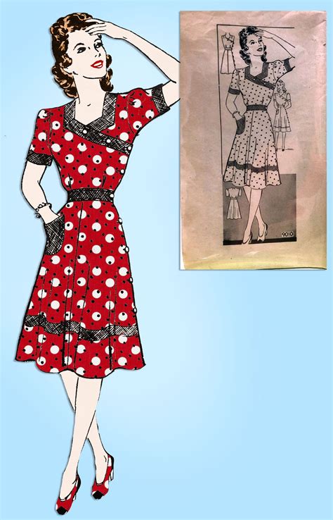 Marian Martin 9010 1940s Misses Wwii Dress 34 Vintage Sewing Pattern Vintage4me2