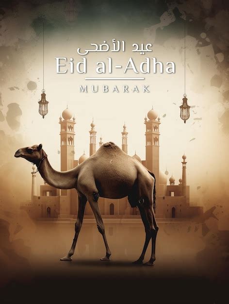 Hermosa Tarjeta De Felicitación Eid Al Adha Mubarak Eid Mubarak Archivo Psd Premium