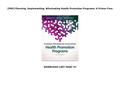 Pdf Planning Implementing And Evaluating Health Promotion Programs