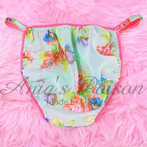 Ania S Poison Sissy Sheer CHIFFON Panties Summer Floral Green Pink Men S String Bikini Panties
