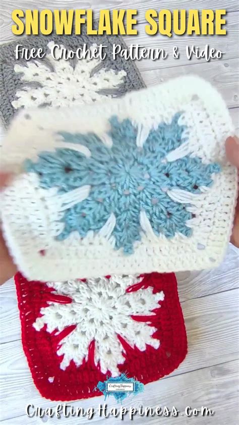 Snowflake Square Free Crochet Pattern Video By Crafting Happiness