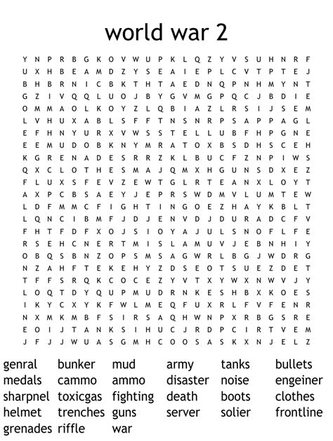 World War 2 Word Search WordMint