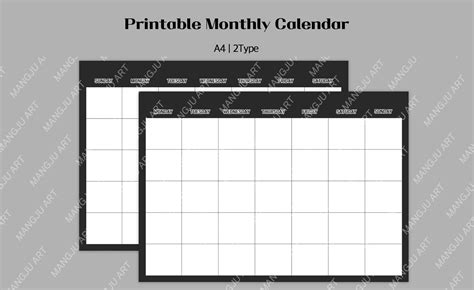 Printable Calendar Monthly Calendar Blank Monthly Plan Calendar A4 ...