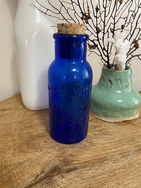 Antique Cobalt Blue Bromo Seltzer Bottle Emerson Drug Etsy