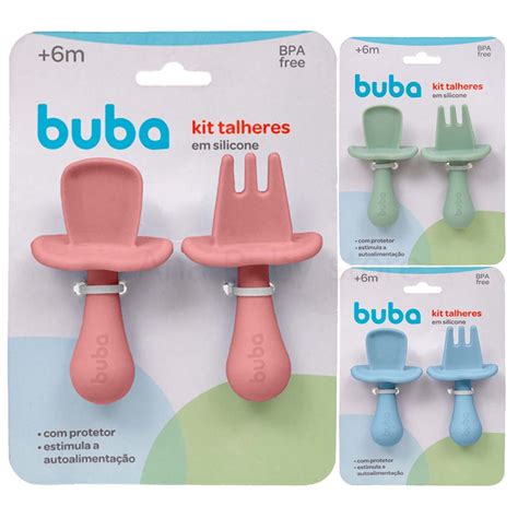 Kit Talheres De Treinamento Buba Garfo E Colher Em Silicone Colher