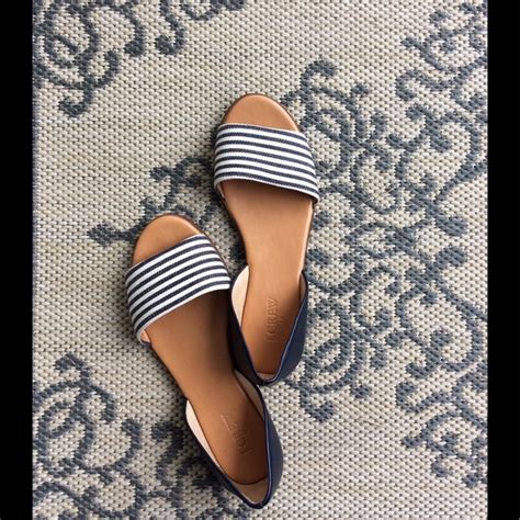 J Crew Shoes Navy Blue And White Striped Sandals Poshmark