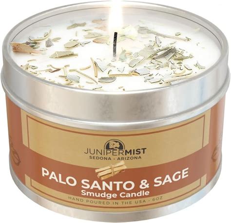 JUNIPER MIST Palo Santo White Sage Smudge Candle Pure Soy Candle For