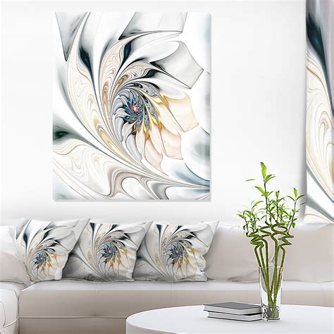 Designart White Stained Glass Floral Art Large Floral Metal Wall Art