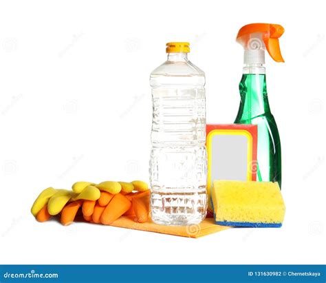 Composition with Vinegar and Cleaning Supplies Stock Photo - Image of ...