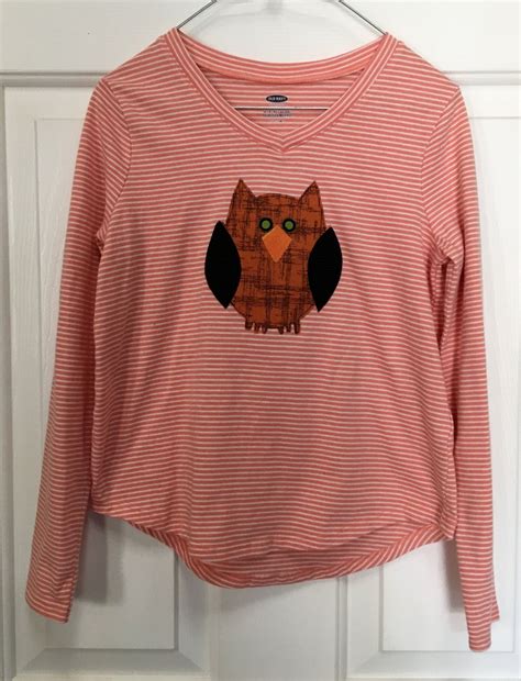 Girls Size 8 Pale Orange And White Stripes Long Sleeve T Shirt With