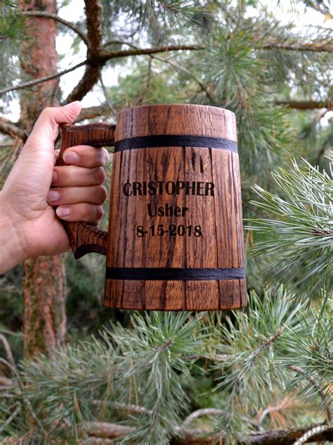 Sale Unique Handmade Wooden Beer Mug Dark Oak Wood Beer Etsy Canada