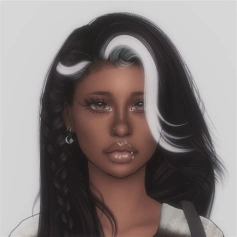 A Digital Painting Of A Woman With Long Black Hair And White Streaks On