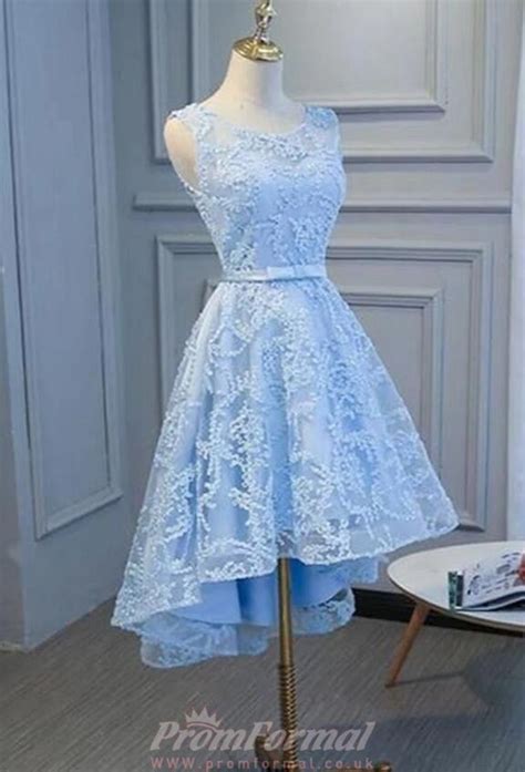 Light Blue High Low Prom Dress Real002