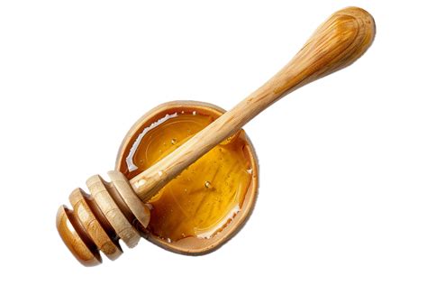 Ai Generated Golden Honey Dripping From Wooden Dipper Png Png