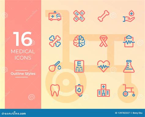 16 Medische Vectorpictogrammen De Eenvoudige Overzichtspictogrammen Met