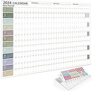 ALMEKAQUZ Calendar Planner Sheet 2024 Hanging Wall Calendar Yearly