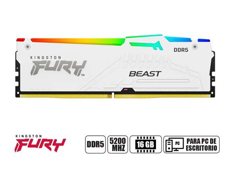 Memoria Kingston FURY Beast White RGB 16GB DDR5 5200 MHz CL 40 1 25V