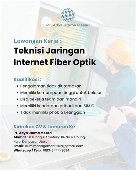 Lowongan Kerja Sebagai Staff Teknisi Jaringan Internet Untuk Pt Adya