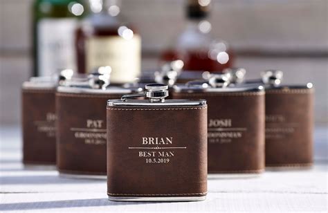 Personalized Set Of 3 Flasks, Groomsmen Wedding Gift, Best Man Leather ...