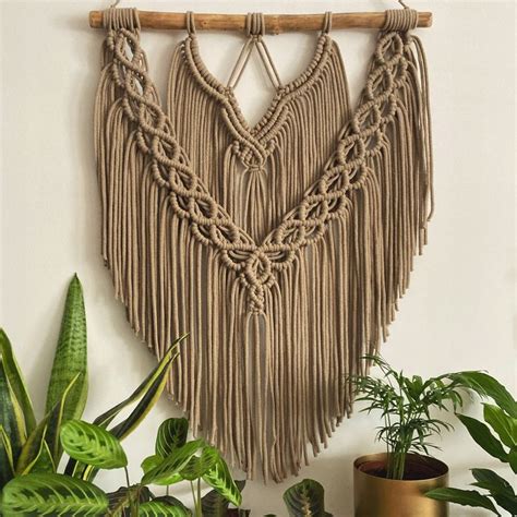 Makrama ze sznurka 5mm na gałęzi boho bobbiny Diy macrame plant