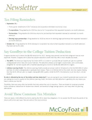 Fillable Online Tax Filing Reminders Fax Email Print PdfFiller