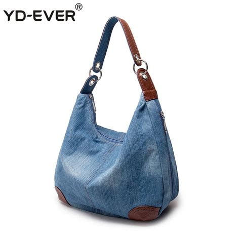 Yd Ever Large Luxury Ladies Denim Handbag Big Shoulder Bag Blue Jeans Handbag Jean Denim Tote